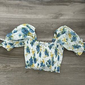 Faithfull the brand floral crop top size small